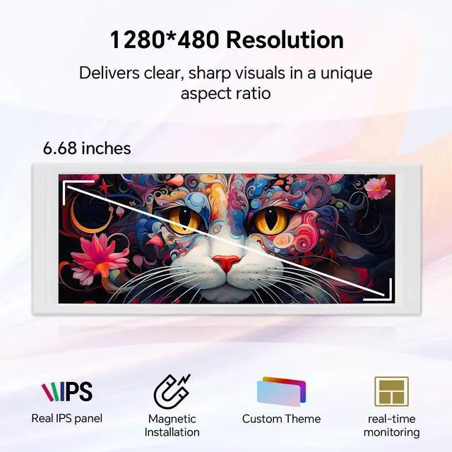 Alt view image 2 of 7 - Thermalright Trofeo Vision LCD AIO Display 6.86 PC Monitor, USB Type-C Screen for Real-Time Hardware Monitoring, with Preset & DIY Themes for Gaming PC Case/CPU Cooler(White)