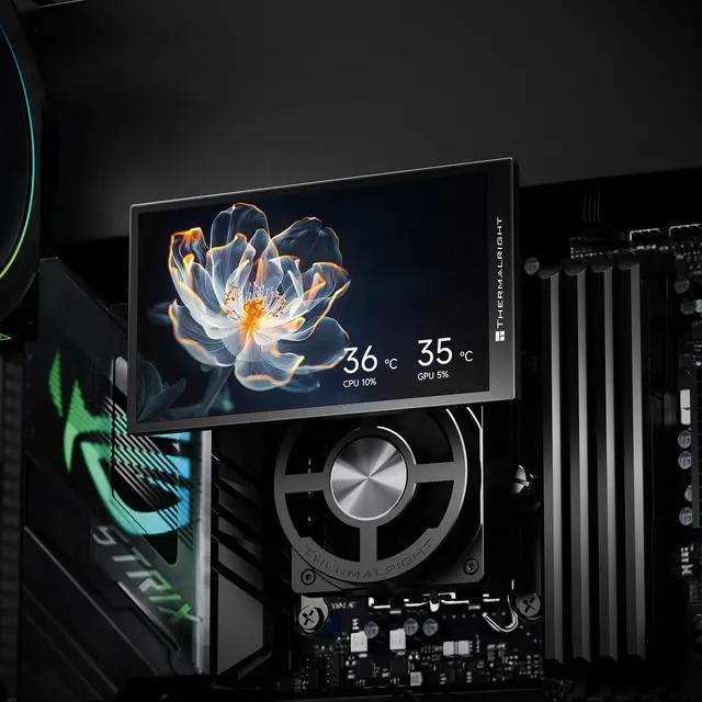 Alt view image 6 of 7 - Thermalright Dynamic Vision PRO 360 ARGB AIO CPU Cooler, 5.5" Screen, Black