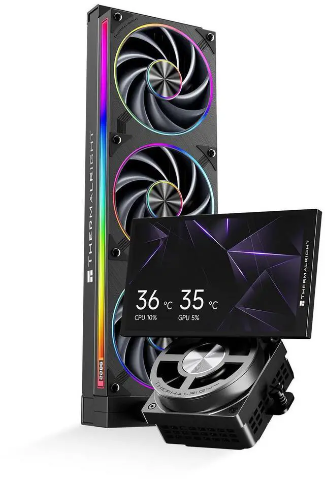 Alt view image 2 of 7 - Thermalright Dynamic Vision PRO 360 ARGB AIO CPU Cooler, 5.5" Screen, Black