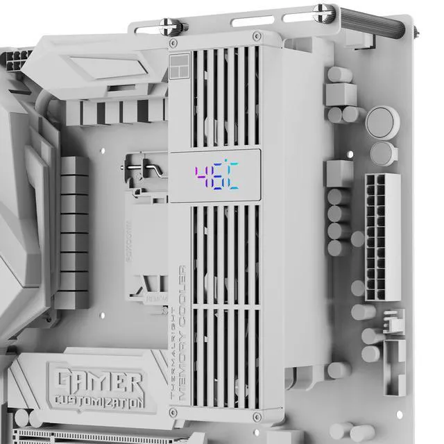 Alt view image 4 of 5 - Thermalright MC-3 Digital Memory RAM Cooler, Triple 40mm PWM Fans, ARGB Display, 4500RPM, for DDR/DDR2/DDR3/DDR4/DDR5, Black (White)