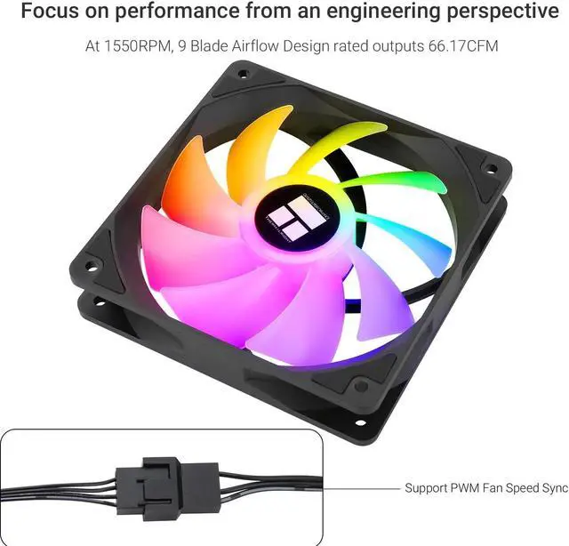 Alt view image 2 of 7 - Thermalright TL-C12C-S X3 CPU Fan 120mm ARGB Case Cooler Fan, 4pin PWM Silent Computer with S-FDB Bearing Included, up to 1550RPM Cooling Fan