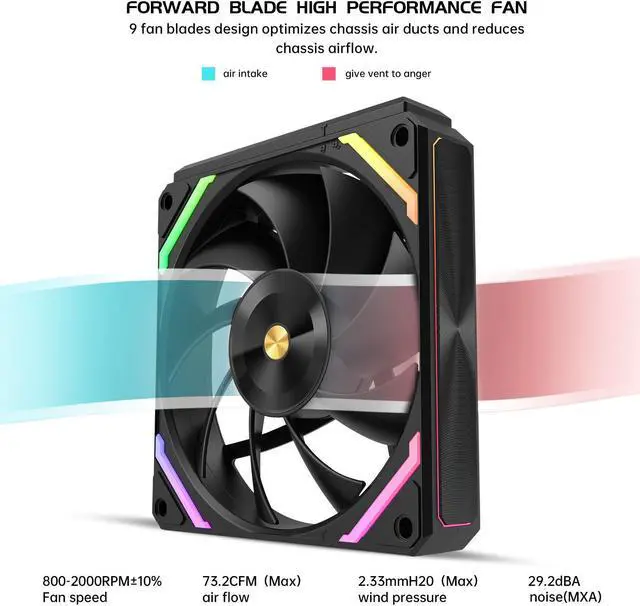 Alt view image 4 of 7 - iHTP UNI Fan 120mm ARGB PWM M120PRO Forward Case fan, Daisy-Chain Connection 3 Pack