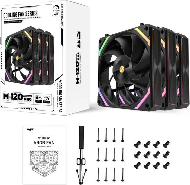 Alt view image 7 of 7 - iHTP UNI Fan 120mm ARGB PWM M120PRO Forward Case fan, Daisy-Chain Connection 3 Pack
