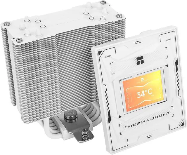 Alt view image 2 of 7 - Thermalright Burst Assassin 120 Vision CPU Air Cooler - IPS 2.4-inch Square Rotatable Display, 120mm Forward and Reverse Fan Design, Support Intel LGA1700/1150/1151/1200/1851, AMD AM4/AM5 White