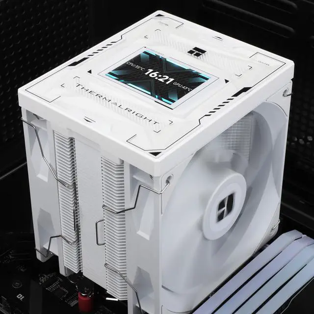 Alt view image 6 of 7 - Thermalright Burst Assassin 120 Vision CPU Air Cooler - IPS 2.4-inch Square Rotatable Display, 120mm Forward and Reverse Fan Design, Support Intel LGA1700/1150/1151/1200/1851, AMD AM4/AM5 White