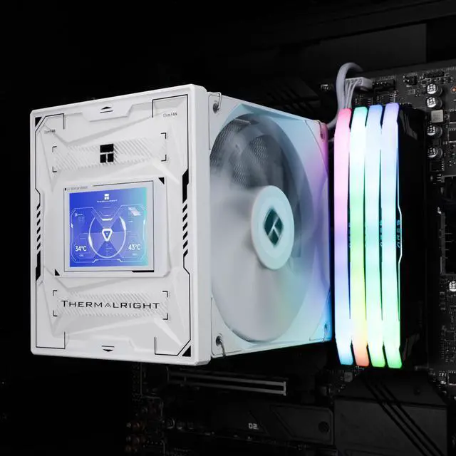 Alt view image 7 of 7 - Thermalright Burst Assassin 120 Vision CPU Air Cooler - IPS 2.4-inch Square Rotatable Display, 120mm Forward and Reverse Fan Design, Support Intel LGA1700/1150/1151/1200/1851, AMD AM4/AM5 White