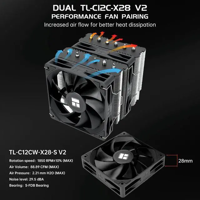 Alt view image 4 of 7 - Thermalright Peerless Assassin 120 SE V2 CPU Air Cooler - 6 Heat Pipes AGHP GEN 5.0 Technology | 1850RPM PWM 120mm Fans, for Intel 1851/1700/115X/1200, AMD AM4/AM5