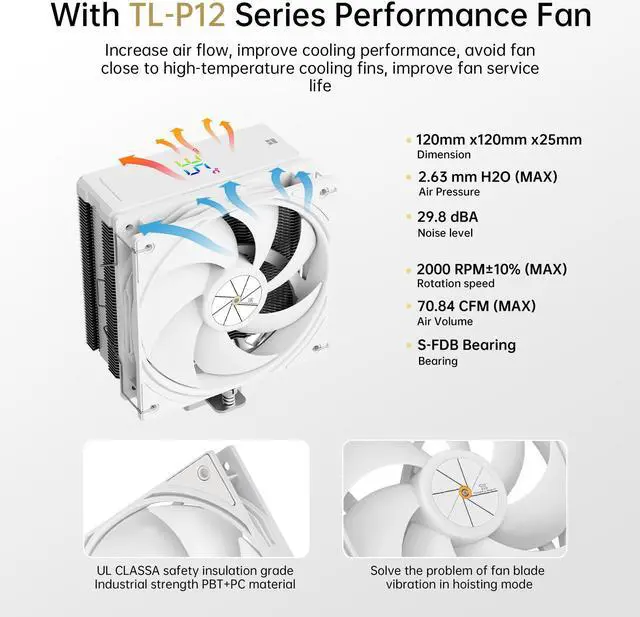 Alt view image 6 of 7 - Thermalright Assassin X 120 R Digital CPU Air Cooler - Temperature Display | 4 Heat Pipes, for Intel LGA 1150/1151/1155/1156/1200/1700 AMD AM4/AM5 White