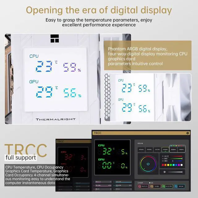 Alt view image 3 of 7 - Thermalright Peerless Assassin 120 Digital CPU Air Cooler -Temperature Display | 6 Heat Pipes | 1850RPM PWM 120mm Fans, for Intel 1851/1700, AMD AM4/AM5 White