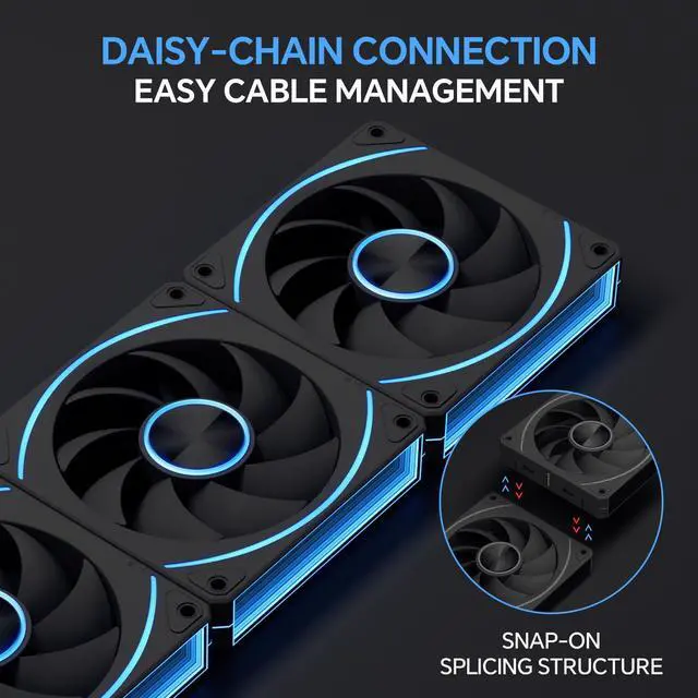 Alt view image 2 of 7 - iHTP UNI Fan 120mm ARGB PWM EY120 Forward Case fan, Daisy-Chain Connection Triple Pack