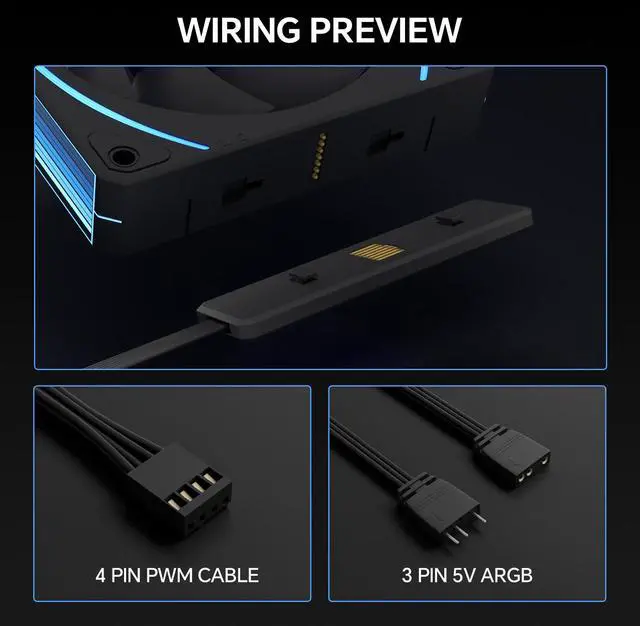 Alt view image 6 of 7 - iHTP UNI Fan 120mm ARGB PWM EY120 Forward Case fan, Daisy-Chain Connection Triple Pack