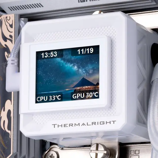 Alt view image 6 of 7 - Thermalright FW360 SE ARGB V2 CPU AIO Liquid Cooler for Desktop - 2000RPM Daisy-Chain Connection Fans, 2" LCD Display Screen, for AM4/AM5 & Intel 1700/1851(White)
