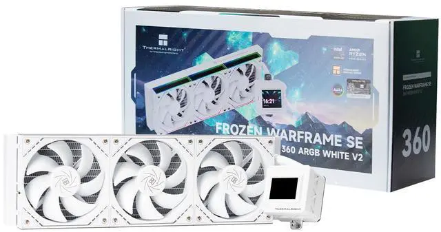 Alt view image 4 of 7 - Thermalright FW360 SE ARGB V2 CPU AIO Liquid Cooler for Desktop - 2000RPM Daisy-Chain Connection Fans, 2" LCD Display Screen, for AM4/AM5 & Intel 1700/1851(White)