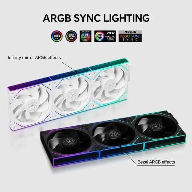 Alt view image 7 of 7 - Thermalright TL-M12QRW X3 120mm PC Reverse Blade Case Fans, Daisy-Chain | 1500RPM | ARGB | Dual Infinity Mirrors Lighting for Gaming Build(3-Pack)