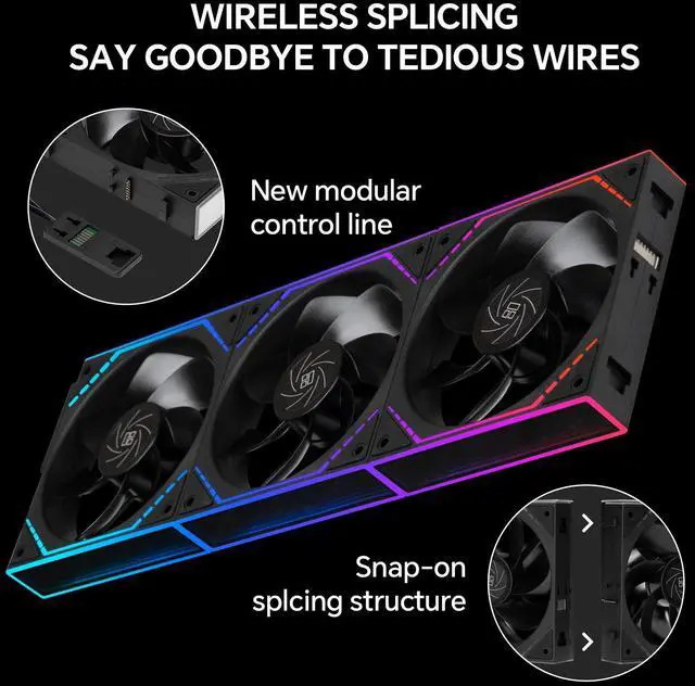 Alt view image 2 of 7 - Thermalright TL-M12QR X3 120mm PC Reverse Blade Case Fans, Daisy-Chain | 1500RPM | ARGB | Dual Infinity Mirrors Lighting for Gaming Build(3-Pack)