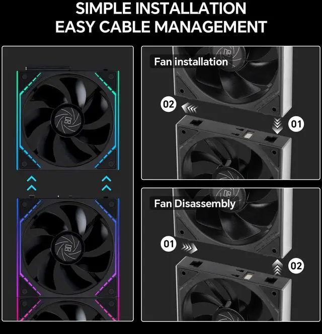 Alt view image 3 of 7 - Thermalright TL-M12QR X3 120mm PC Reverse Blade Case Fans, Daisy-Chain | 1500RPM | ARGB | Dual Infinity Mirrors Lighting for Gaming Build(3-Pack)