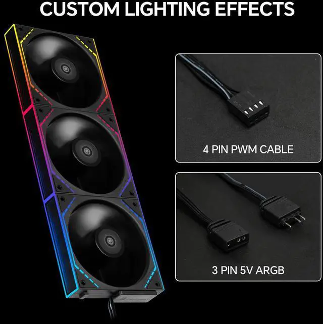Alt view image 6 of 7 - Thermalright TL-M12QR X3 120mm PC Reverse Blade Case Fans, Daisy-Chain | 1500RPM | ARGB | Dual Infinity Mirrors Lighting for Gaming Build(3-Pack)