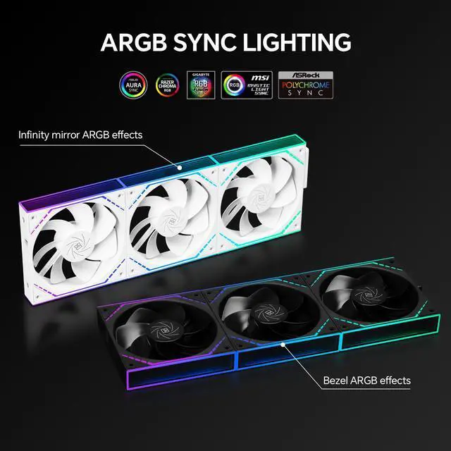 Alt view image 4 of 7 - Thermalright TL-M12QR X3 120mm PC Reverse Blade Case Fans, Daisy-Chain | 1500RPM | ARGB | Dual Infinity Mirrors Lighting for Gaming Build(3-Pack)