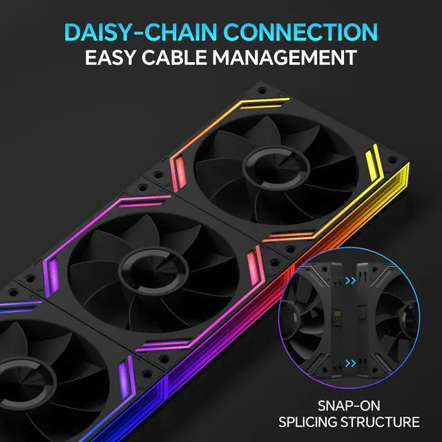 Alt view image 2 of 7 - iHTP UNI Fan 120mm ARGB PWM G120PRO Reverse Case fan, Daisy-Chain Connection Triple Pack