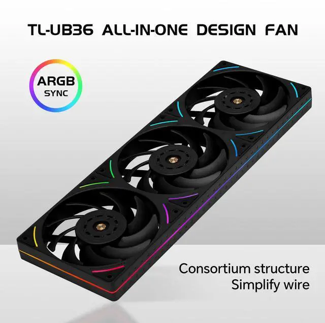 Alt view image 2 of 7 - Thermalright TL-UB36 360mm Single-Frame PC Cooling Case Fans - PWM 2150 RPM Speed | ARGB Lighting | 207CM Airflow | Single Modular Cable, for Chassis  Liquid cooler (Black)