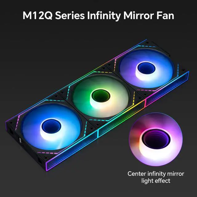 Alt view image 2 of 7 - Thermalright TL-M12Q-S X3 120mm PC Case Fans, 2000 RPM High Airflow, ARGB Daisy-Chain, Infinity-Mirror Lighting, 3-Pack, Black