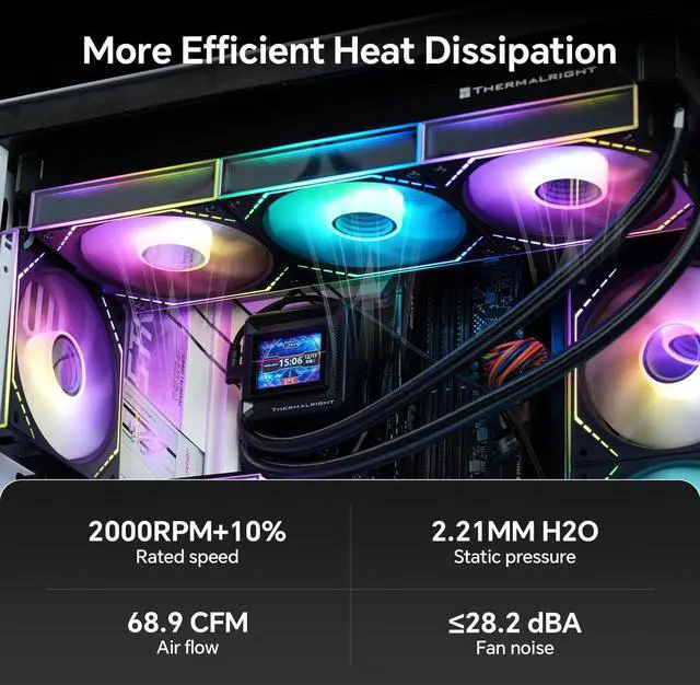 Alt view image 4 of 7 - Thermalright TL-M12Q-S X3 120mm PC Case Fans, 2000 RPM High Airflow, ARGB Daisy-Chain, Infinity-Mirror Lighting, 3-Pack, Black