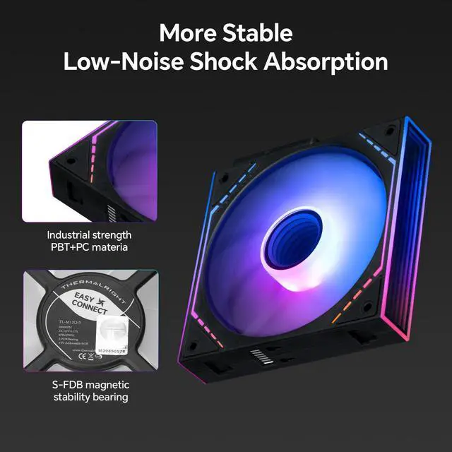 Alt view image 5 of 7 - Thermalright TL-M12Q-S X3 120mm PC Case Fans, 2000 RPM High Airflow, ARGB Daisy-Chain, Infinity-Mirror Lighting, 3-Pack, Black