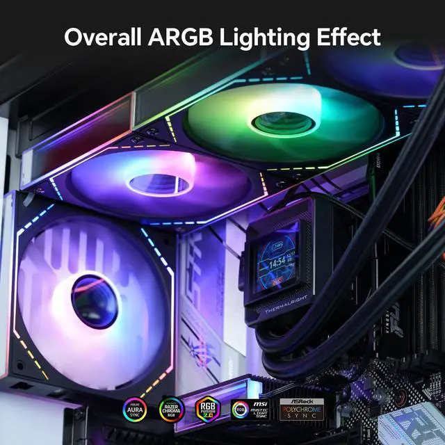 Alt view image 6 of 7 - Thermalright TL-M12Q-S X3 120mm PC Case Fans, 2000 RPM High Airflow, ARGB Daisy-Chain, Infinity-Mirror Lighting, 3-Pack, Black