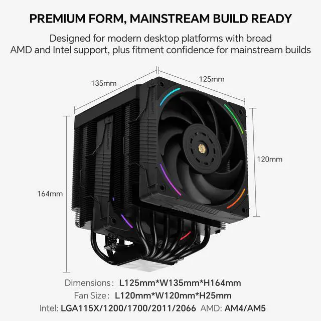 Alt view image 6 of 7 - Thermalright Peerless Assassin 120 Vision MAX ARGB CPU Cooler, 5 Inch LCD, TL-K12 2150RPM 120mm Fans, for AMD AM4/AM5, Intel 1851/1700