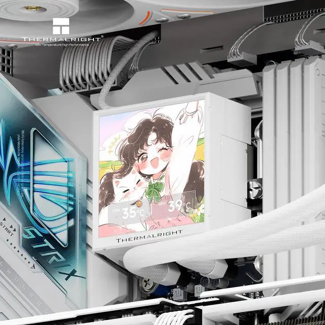 Alt view image 3 of 7 - Thermalright Peerless Vision 360 UB ARGB White 360mm AIO CPU Liquid Cooler, 3.95" 480x480 LCD, 2150RPM PWM ARGB Fans, for Intel and AMD