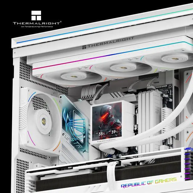 Alt view image 6 of 7 - Thermalright Peerless Vision 360 UB ARGB White 360mm AIO CPU Liquid Cooler, 3.95" 480x480 LCD, 2150RPM PWM ARGB Fans, for Intel and AMD