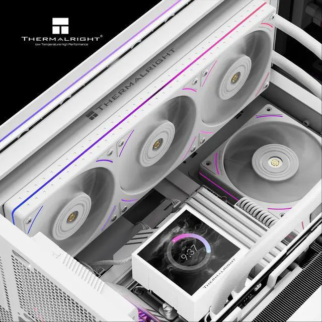 Alt view image 7 of 7 - Thermalright Peerless Vision 360 UB ARGB White 360mm AIO CPU Liquid Cooler, 3.95" 480x480 LCD, 2150RPM PWM ARGB Fans, for Intel and AMD
