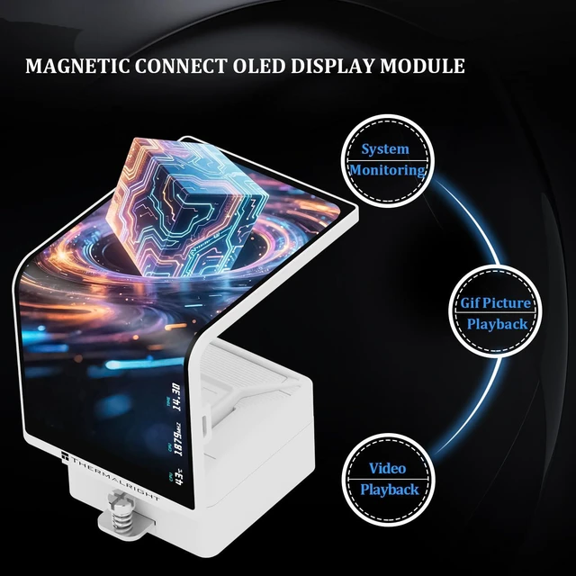 Alt view image 4 of 7 - Thermalright Levita Vision 360 UB ARGB White 360mm AIO CPU Liquid Cooler, 6.67" 2400x1080 LCD, 2150RPM PWM ARGB Fans, for Intel and AMD