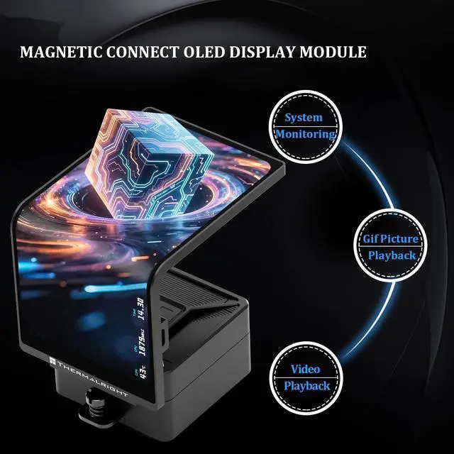 Alt view image 6 of 7 - Thermalright Levita Vision 360 UB ARGB Black 360mm AIO CPU Liquid Cooler, 6.67" 2400x1080 LCD, 2150RPM PWM ARGB Fans, for Intel and AMD