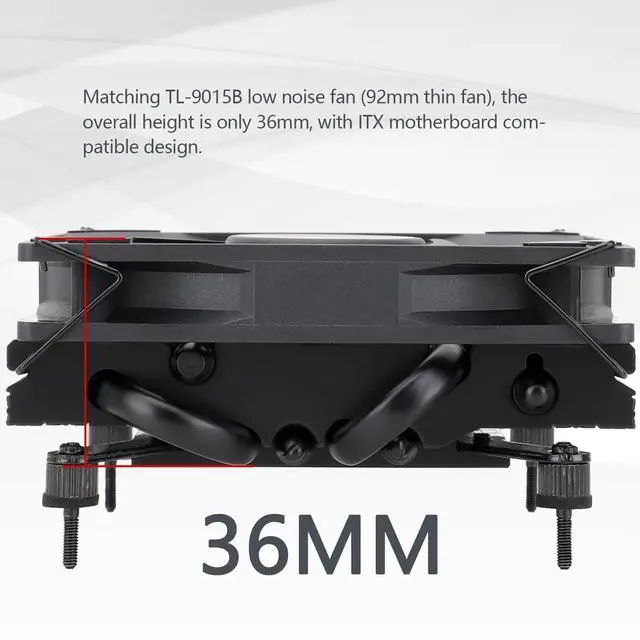 Alt view image 3 of 6 - Thermalright AXP90-X36 Black Low Profile CPU Air Cooler, 36mm Height, 4 Heat Pipes, TL-9015B 2700RPM PWM Fan, Intel/AMD