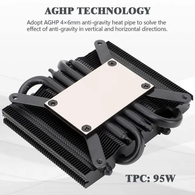 Alt view image 2 of 6 - Thermalright AXP90-X36 Black Low Profile CPU Air Cooler, 36mm Height, 4 Heat Pipes, TL-9015B 2700RPM PWM Fan, Intel/AMD