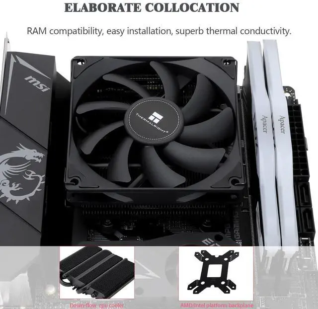 Alt view image 4 of 6 - Thermalright AXP90-X36 Black Low Profile CPU Air Cooler, 36mm Height, 4 Heat Pipes, TL-9015B 2700RPM PWM Fan, Intel/AMD