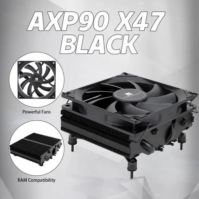 Alt view image 3 of 7 - Thermalright AXP90-X47 Black Low Profile CPU Air Cooler, 47mm Height, 4 Heat Pipes, TL-9015B 2700RPM PWM Fan, Intel/AMD