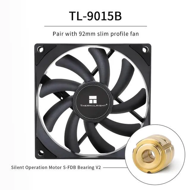 Alt view image 2 of 7 - Thermalright AXP90-X47 Black Low Profile CPU Air Cooler, 47mm Height, 4 Heat Pipes, TL-9015B 2700RPM PWM Fan, Intel/AMD