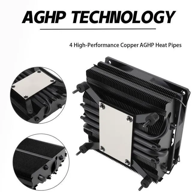 Alt view image 4 of 7 - Thermalright AXP90-X47 Black Low Profile CPU Air Cooler, 47mm Height, 4 Heat Pipes, TL-9015B 2700RPM PWM Fan, Intel/AMD