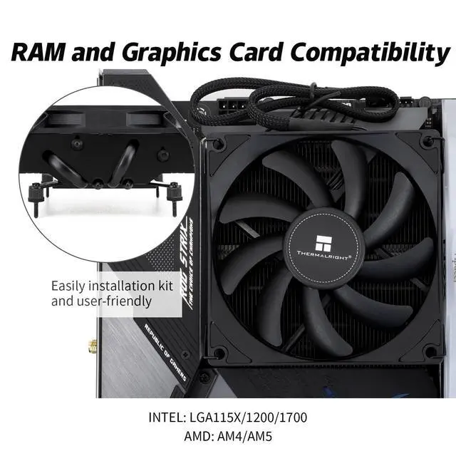 Alt view image 6 of 7 - Thermalright AXP90-X47 Black Low Profile CPU Air Cooler, 47mm Height, 4 Heat Pipes, TL-9015B 2700RPM PWM Fan, Intel/AMD