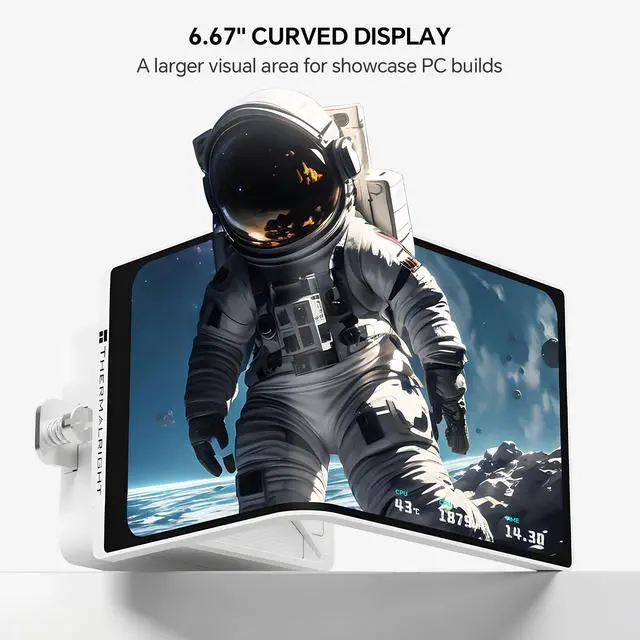 Alt view image 2 of 7 - Thermalright Levita Vision 360 ARGB White 360mm AIO CPU Liquid Cooler, 6.67" 2400x1080 LCD, 2000RPM PWM ARGB Fans, for Intel and AMD