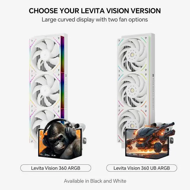 Alt view image 7 of 7 - Thermalright Levita Vision 360 ARGB White 360mm AIO CPU Liquid Cooler, 6.67" 2400x1080 LCD, 2000RPM PWM ARGB Fans, for Intel and AMD