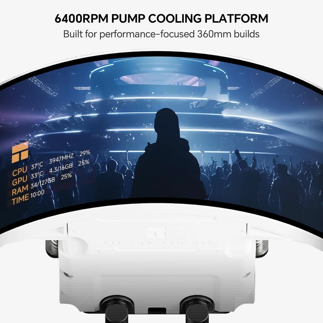 Alt view image 3 of 7 - Thermalright Rainbow Vision 360 Turbo ARGB White 360mm AIO CPU Liquid Cooler, 6.67" 2400x1080 LCD, 3000RPM Turbo PWM ARGB Fans, for Intel and AMD