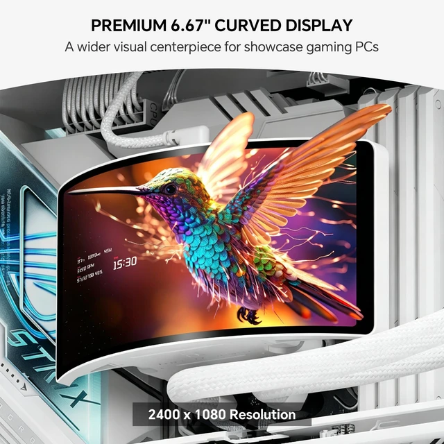 Alt view image 2 of 7 - Thermalright Rainbow Vision 360 Turbo ARGB White 360mm AIO CPU Liquid Cooler, 6.67" 2400x1080 LCD, 3000RPM Turbo PWM ARGB Fans, for Intel and AMD