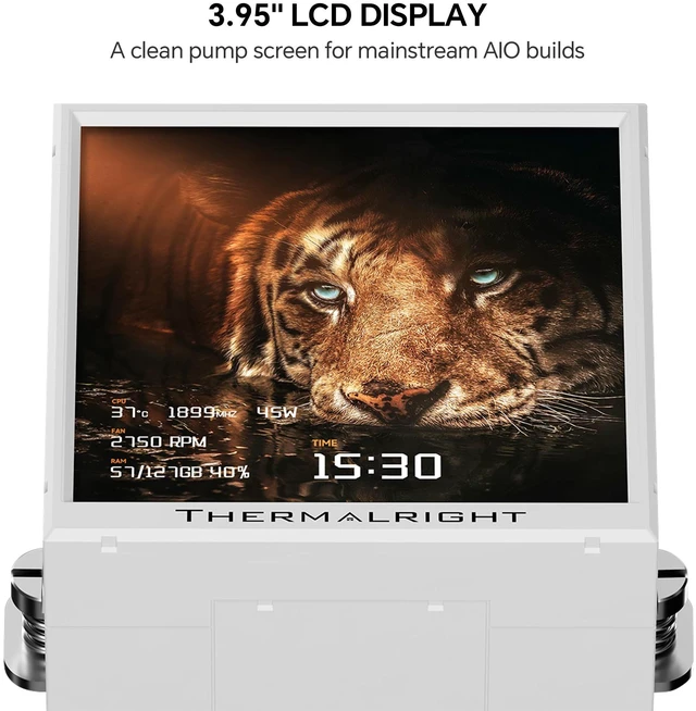 Alt view image 2 of 6 - Thermalright Peerless Vision 360 UB ARGB White 360mm AIO CPU Liquid Cooler, 3.95" 480x480 LCD, 2150RPM PWM ARGB Fans, for Intel and AMD