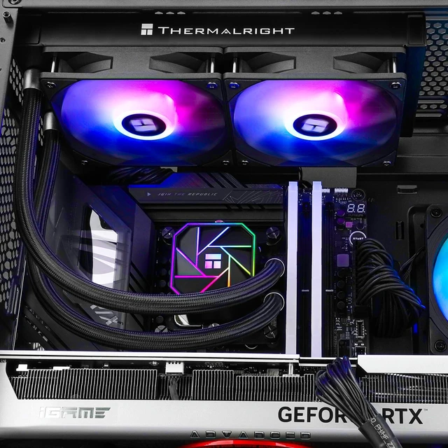 Alt view image 4 of 7 - Thermalright Aqua Elite 240 V3 ARGB Black 240mm AIO CPU Liquid Cooler, 2800RPM Pump, Dual TL-C12B-S V2 PWM ARGB Fans, Intel/AMD