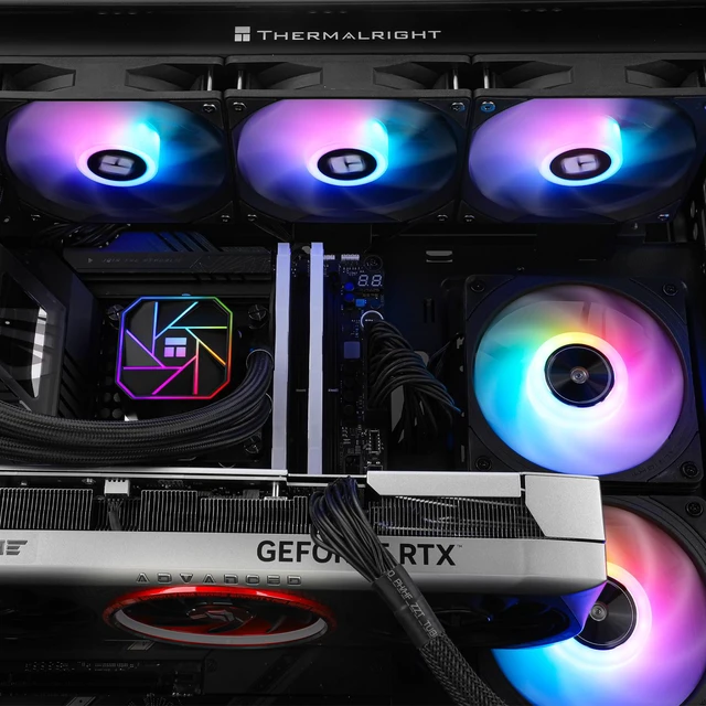 Alt view image 4 of 7 - Thermalright Aqua Elite 360 V3 ARGB Black 360mm AIO CPU Liquid Cooler, 2800RPM Pump, Dual TL-C12B-S V2 PWM ARGB Fans, Intel/AMD Black 3 Fan Slots 120mm