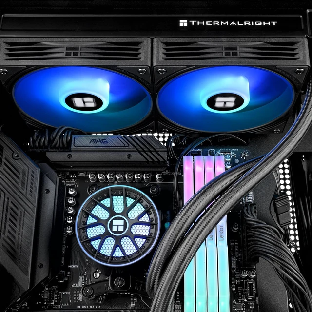 Alt view image 4 of 7 - Thermalright Aqua Elite 240 V6 ARGB Black 240mm AIO CPU Liquid Cooler, 2800RPM Pump, TL-N12-R5-S 2000RPM PWM ARGB Fans, Intel/AMD Black 2 Fan Slots 120mm