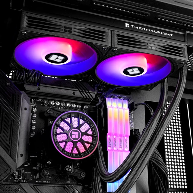 Alt view image 7 of 7 - Thermalright Aqua Elite 240 V6 ARGB Black 240mm AIO CPU Liquid Cooler, 2800RPM Pump, TL-N12-R5-S 2000RPM PWM ARGB Fans, Intel/AMD Black 2 Fan Slots 120mm